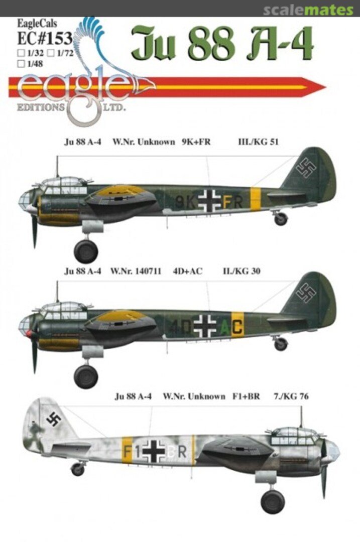 Boxart Ju 88 A-4 EagleCals EC32-153 Eagle Editions