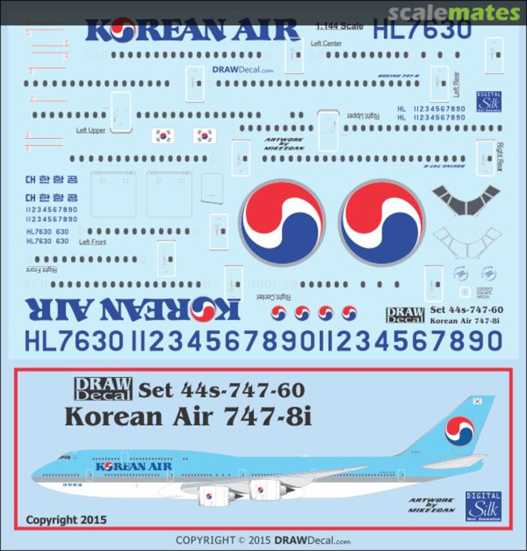 Boxart Korean Air 747-8i 44-747-60 Draw Decal