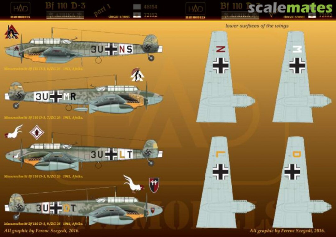 Boxart Messerschmitt Bf.110 D-3 Africa part 1 72152 HADmodels 