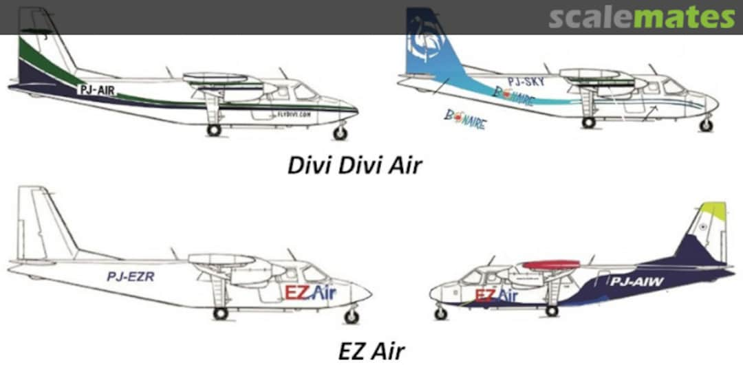 Boxart Britten Norman Islander Dutch Antilles: airlines Divi Divi Air and EZ Air AIPD-117 Aircraft in Plastic