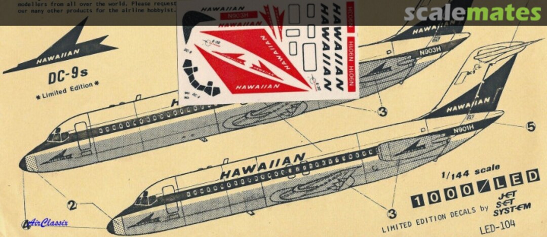 Boxart Hawaiian Airlines DC-9 LED-104 Jet Set Decals