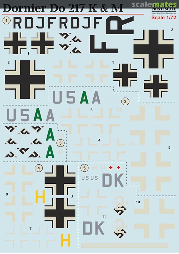 Boxart Dornier Do-217K & M 72-329 Print Scale