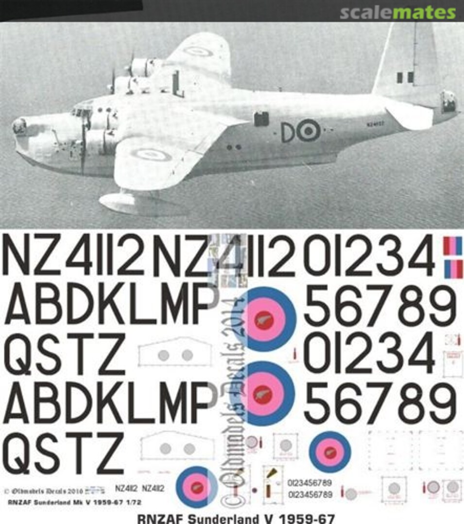 Boxart RNZAF Sunderland V 1959-67 OMD0943 Oldmodels Decals