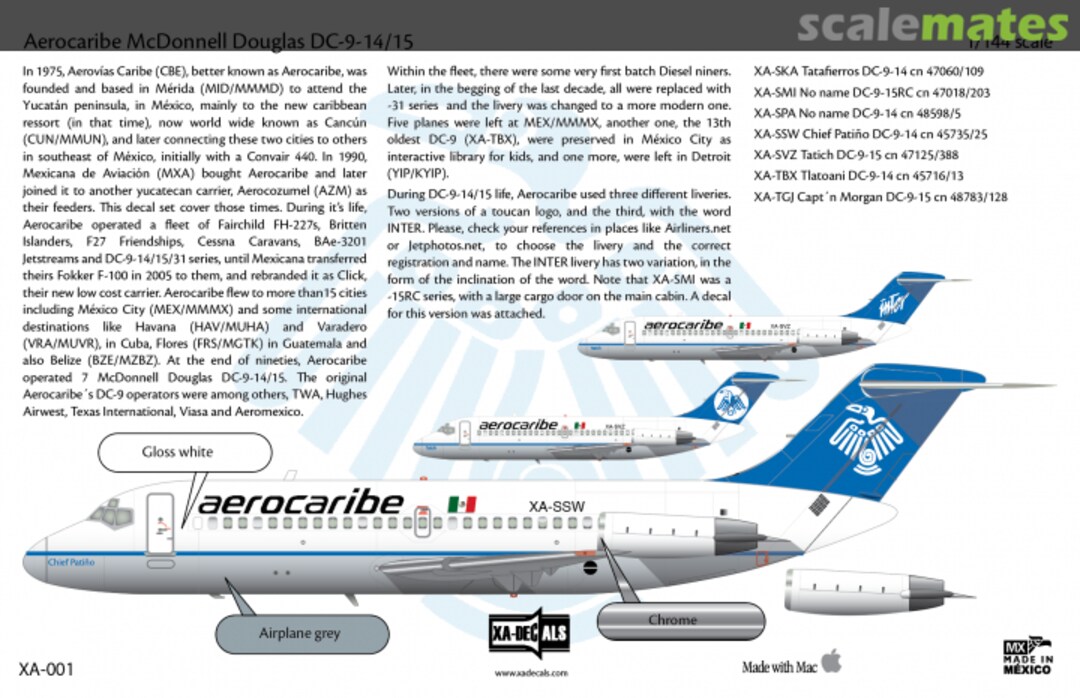 Boxart McDonnell Douglas DC-9-14/15 XA-001 XA-DECALS