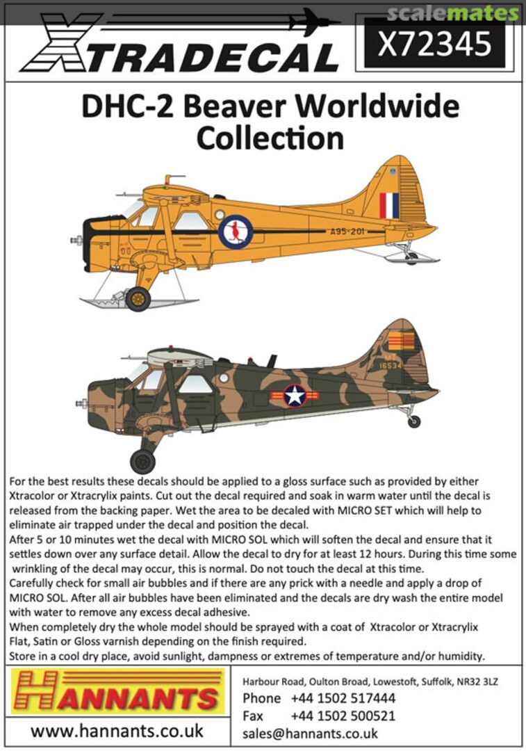 Boxart DHC-2 Beaver Worldwide Collection X72345 Xtradecal