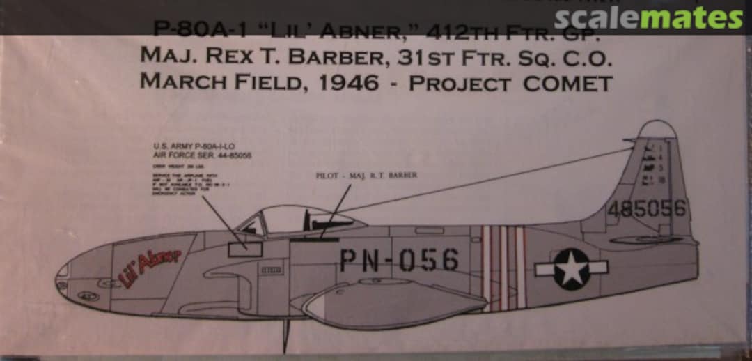 Boxart P-80A-1 "Lil Abner" Maj. Rex T. Barber, 31st FTR SQ. C.O. FD4802 Fox 3 Studios