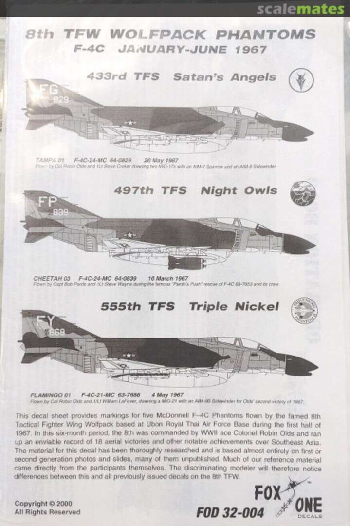 Contents 8th TFW Wolfpack Phantoms 32-004 Fox One Decals