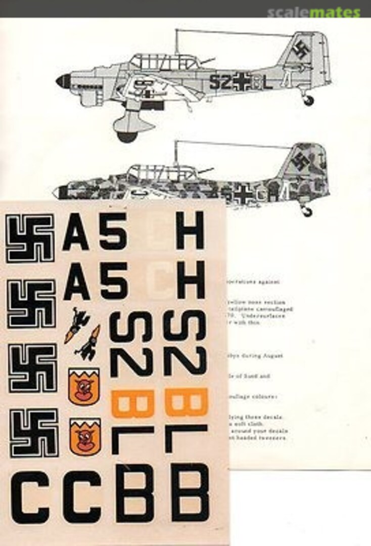 Boxart Ju 87B 1/2 Stuka Sheet 8 De-Frey Decals