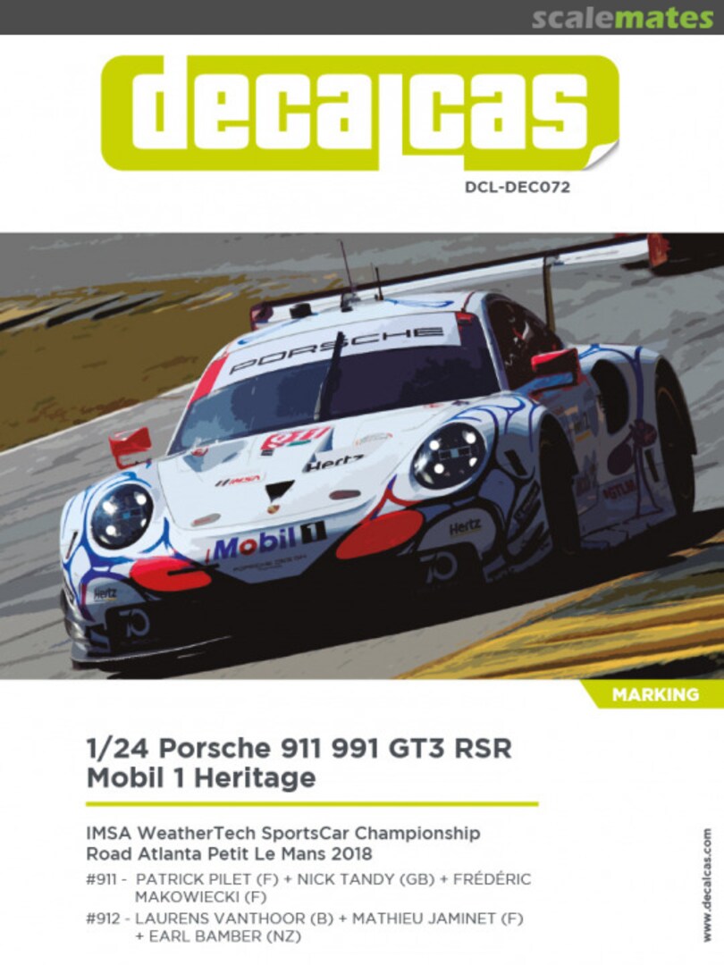 Boxart Porsche 911 991 GT3 RSR Porsche GT Team sponsored by Mobil1 #911, 912 DCL-DEC072 Decalcas