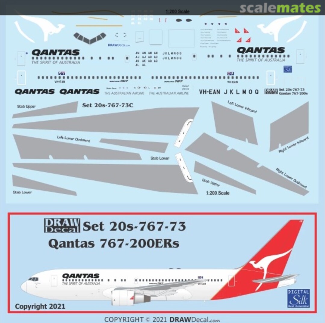 Boxart Qantas 767-200ERs 20-767-73C Draw Decal