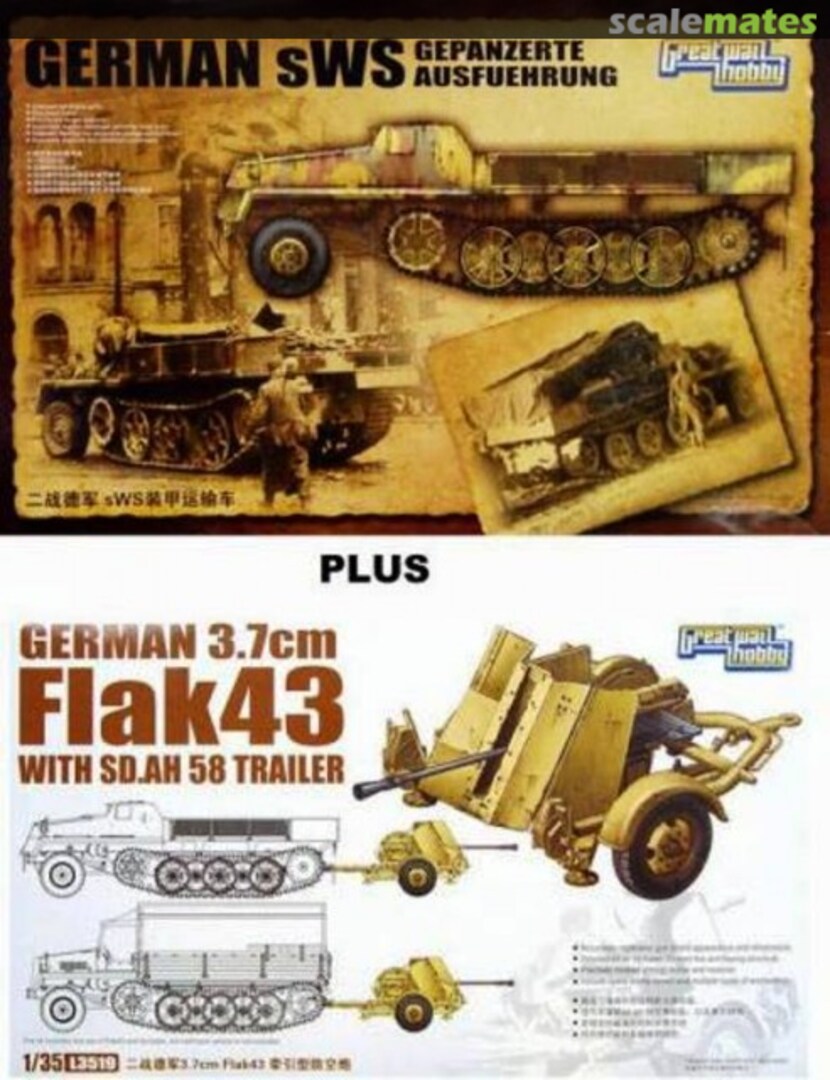 Boxart sWS Gepanzerte Ausfuehrung with 3,7cm Flak 43 & Sd. Ah 58 Trailer L3520c Great Wall Hobby