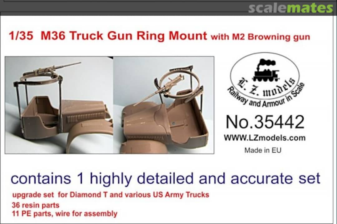 Boxart M36 Truck Gun Ring Mount with M2 Browning Gun 35442 L.Z. Models