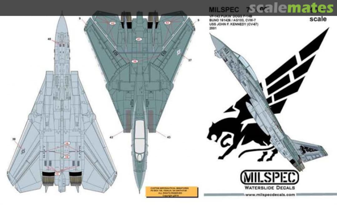 Boxart VF-143 PUKIN' DOGS, F-14B TOMCAT 72-009 Milspec