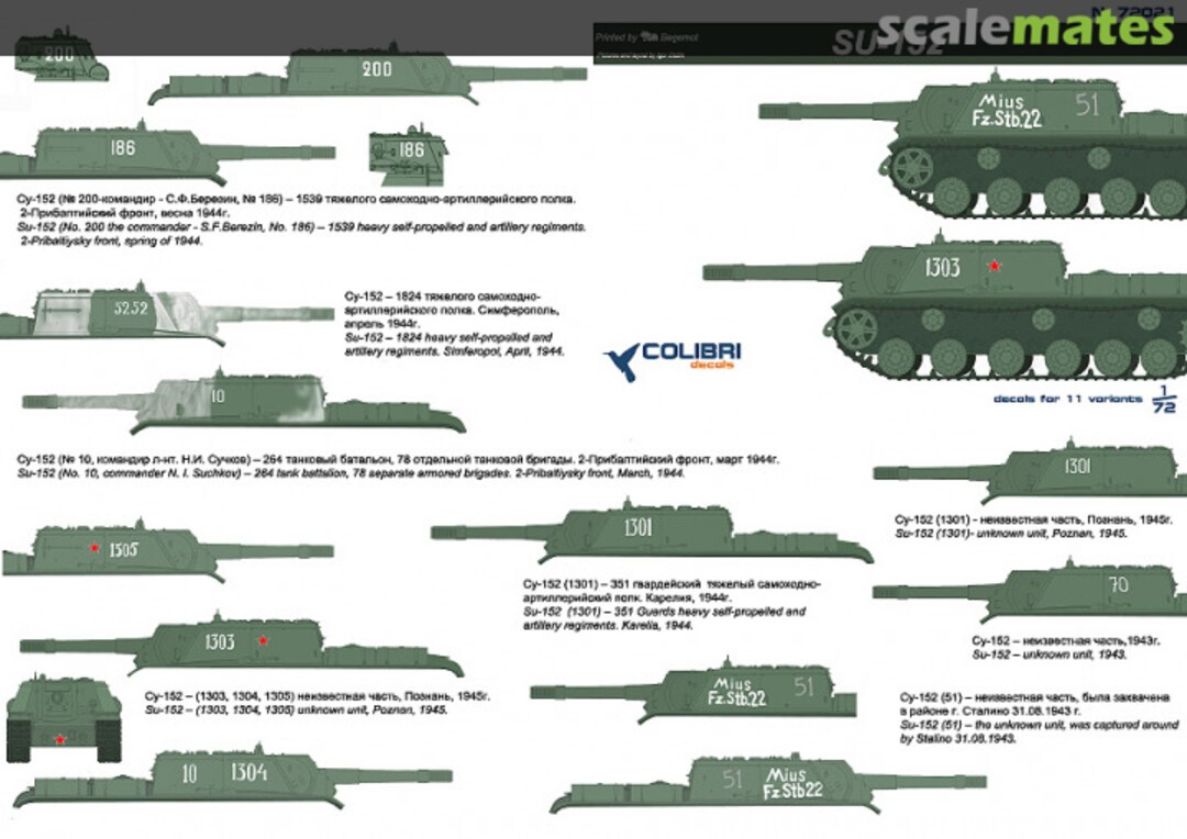 Boxart SU-152 72021 Colibri Decals