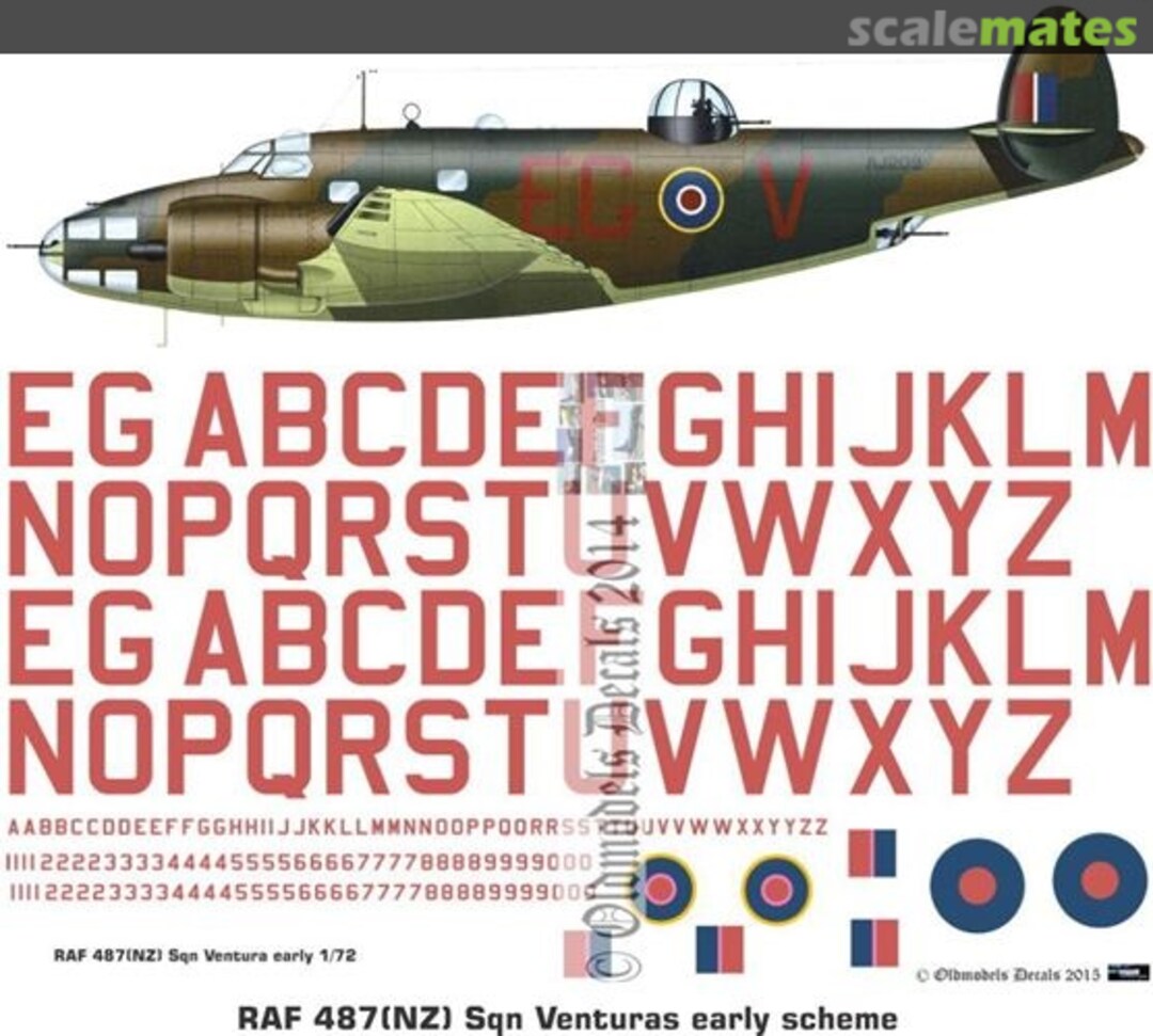 Boxart RAF 487(NZ) Sqn Venturas early scheme OMD0729 Oldmodels Decals