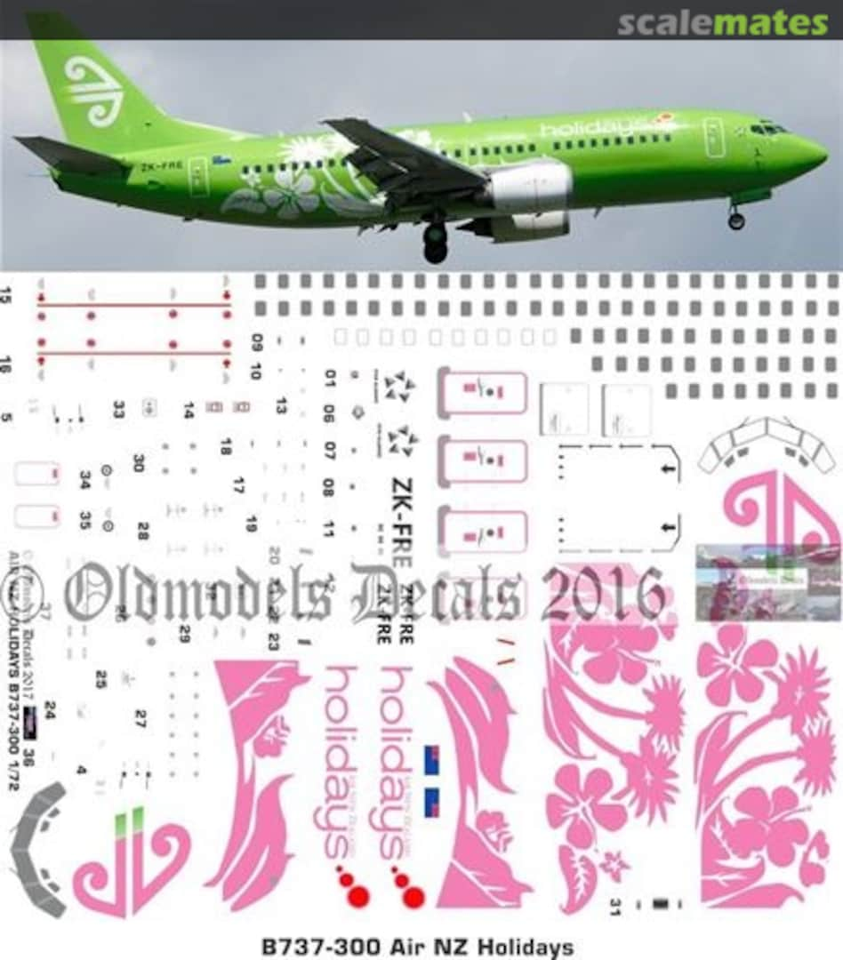 Boxart ANZ Holidays B737-300 OMD0124 Oldmodels Decals