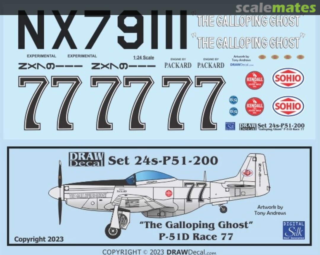 Boxart “The Galloping Ghost” P-51D Race 77 24-P51-200 Draw Decal