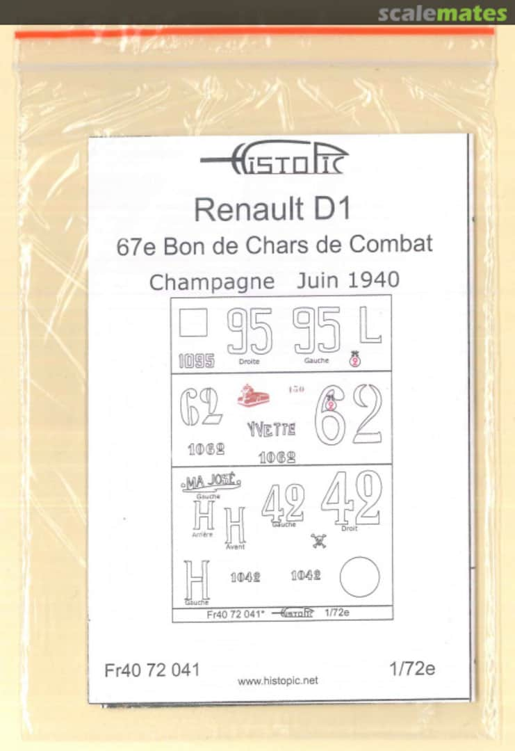 Boxart Renault D1 Fr40 72 041 HISTOPIC