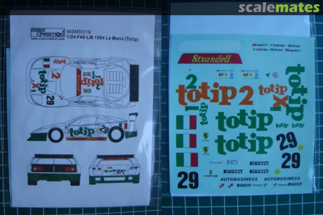 Boxart Ferrari F40-LM "Totip" #29 LeMans 1994 MSMD019 MSM Creation