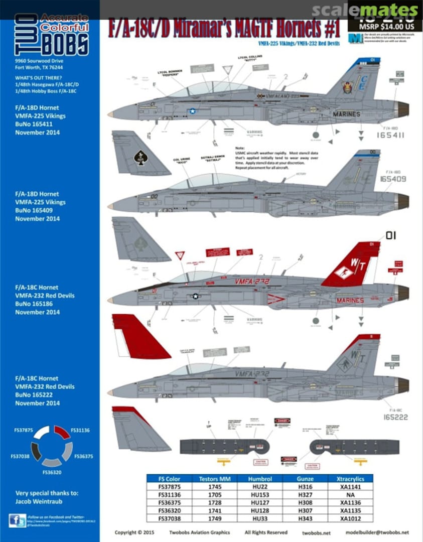 Boxart F/A-18C/D Miramar's MAGTF Hornets #1 48-246 TwoBobs Aviation Graphics