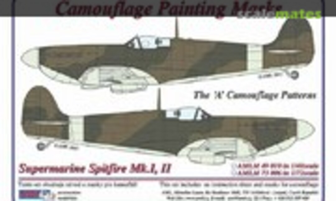 1:48 Supermarine Spitfire Mk.I/II Camouflage Masks A Pattern (AML AMLM49010)