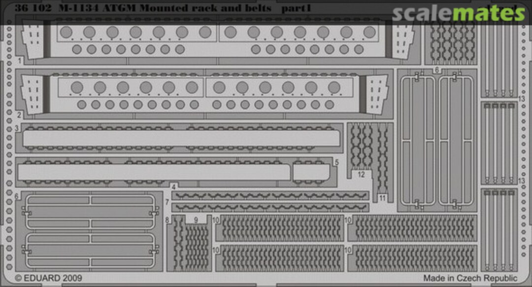 Boxart M-1134 ATGM mounted rack and belts 36102 Eduard