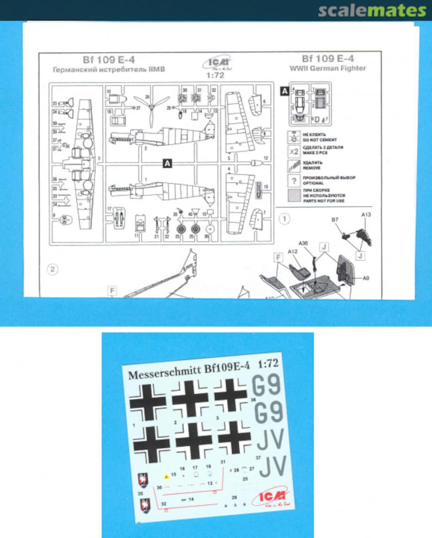 Contents Bf 109E-4 72134 ICM