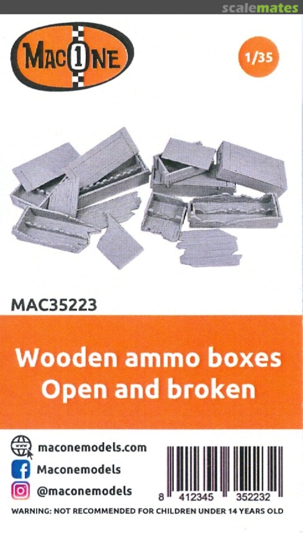 Boxart Wooden ammo boxes, open and broken MAC35223 MacOne Models