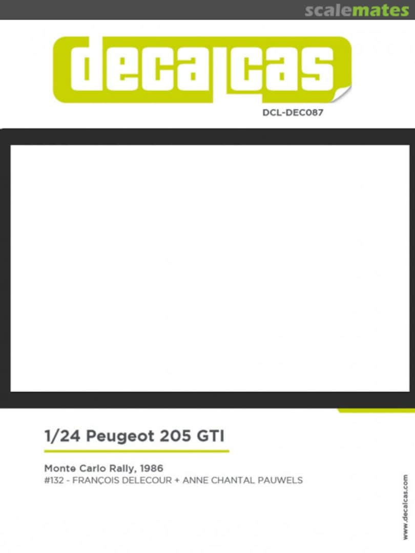 Boxart Peugeot 205 GTI Group A sponsored by Damart Termolactil #132 DCL-DEC087 Decalcas