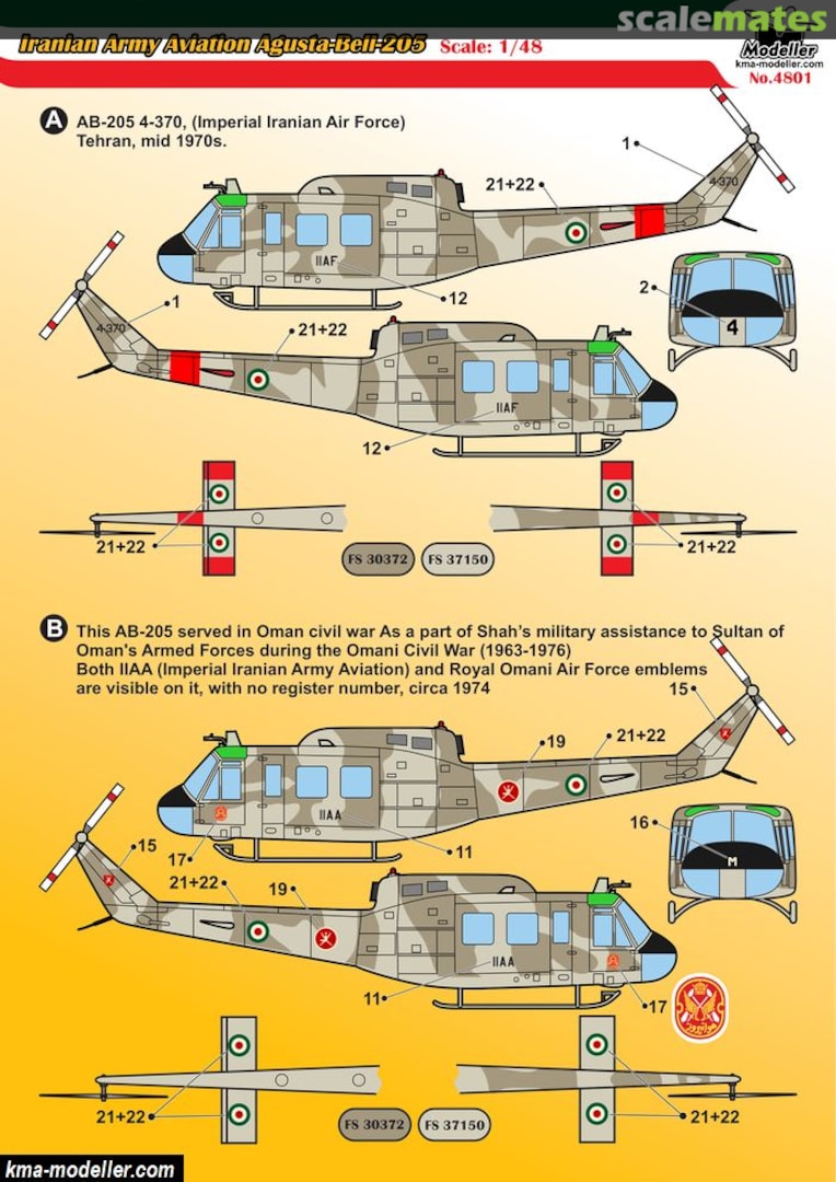 Boxart Iranian Army Aviation Agusta-Bell-205 4801 Modeller