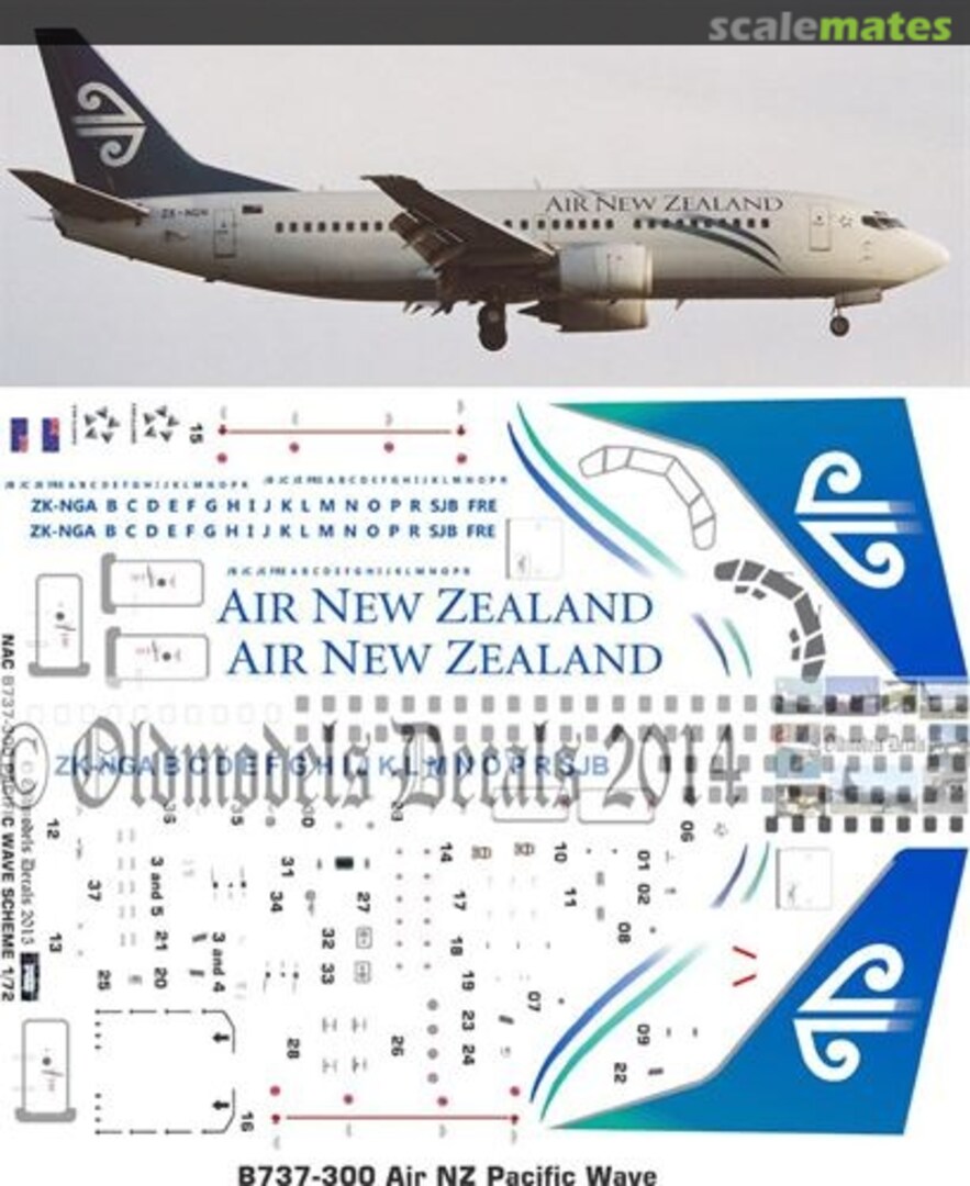 Boxart Air NZ Pacific Wave scheme B737-300 OMD0883 Oldmodels Decals