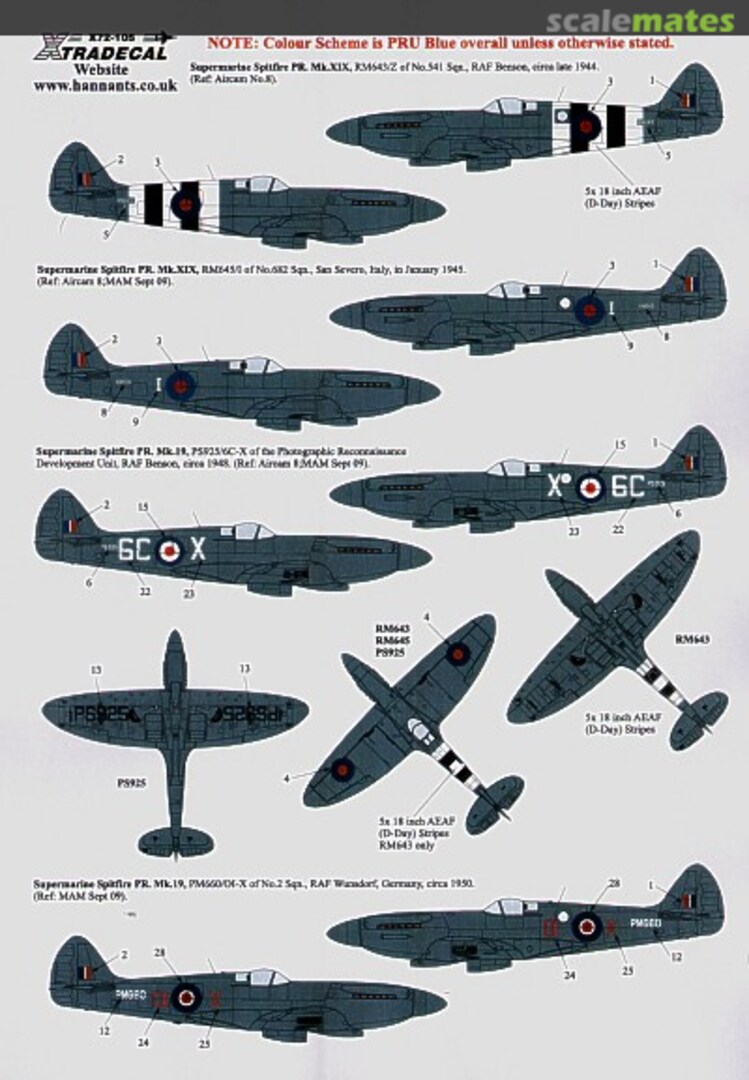 Boxart Supermarine Spitfire PR Mk.XIX X72-105 Xtradecal