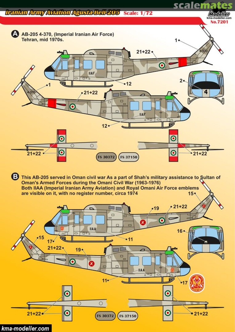 Boxart Iranian Army Aviation Agusta-Bell-205 7201 Modeller