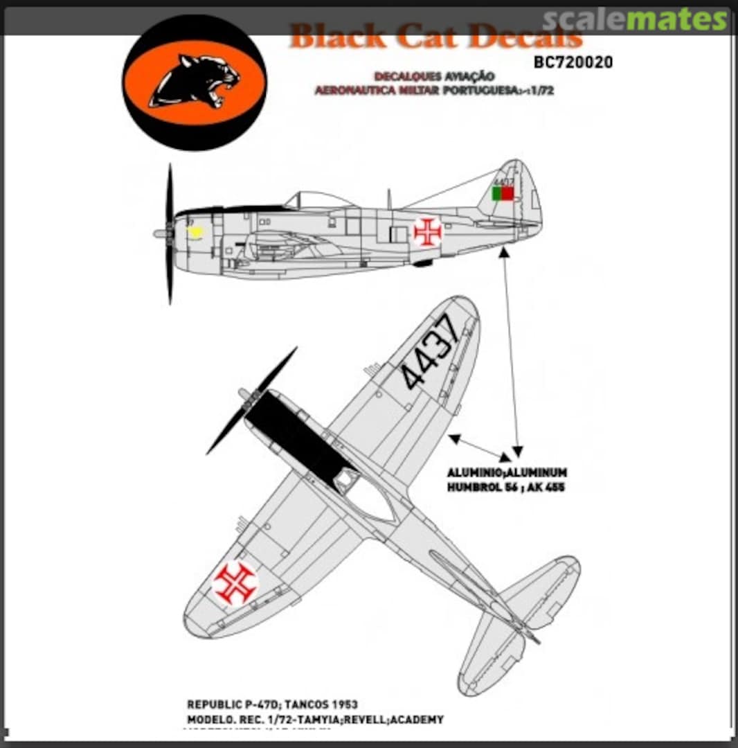 Boxart Republic P-47D BC720020 Black Cat Decals