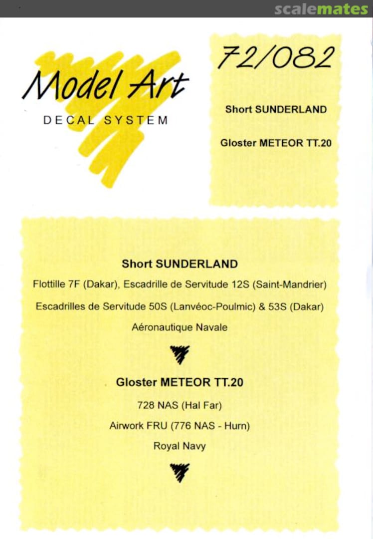 Boxart Short Sunderland/Gloster Meteor TT.20 72/082 Model Art Decal System