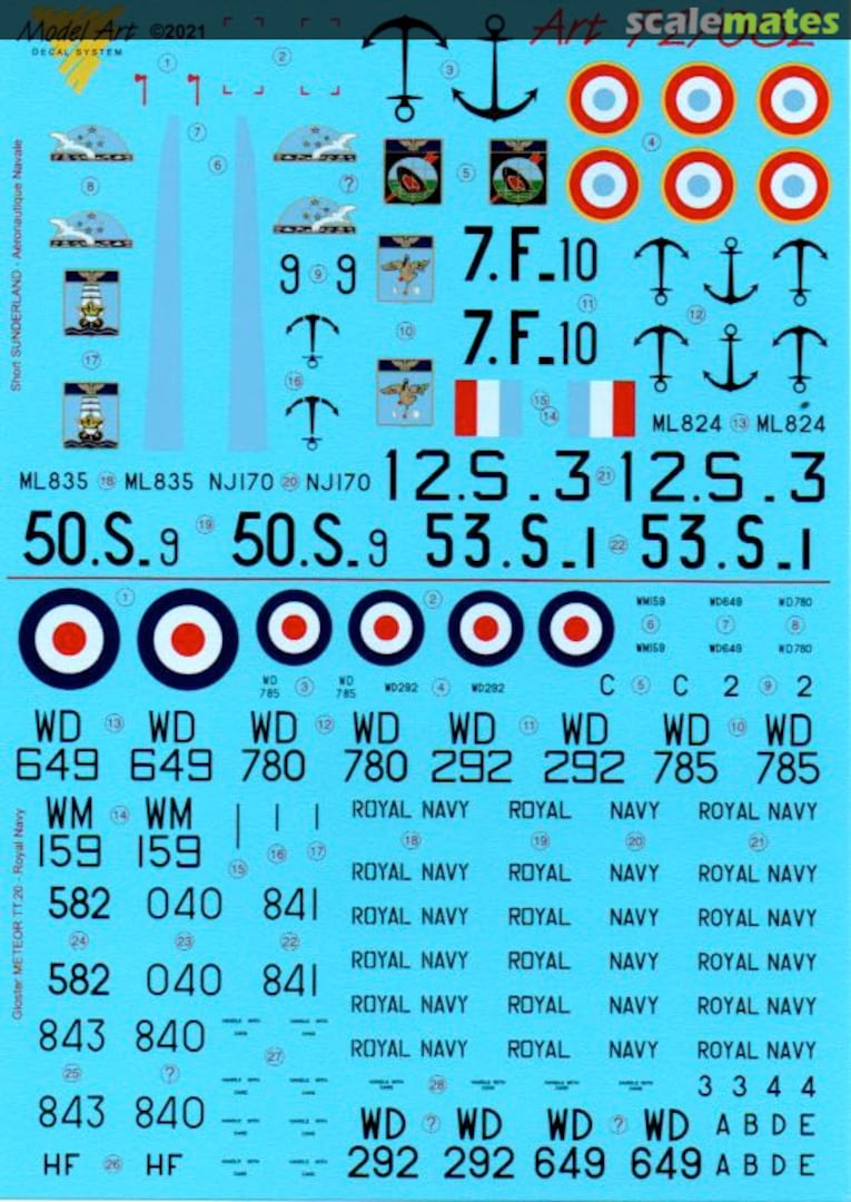 Contents Short Sunderland/Gloster Meteor TT.20 72/082 Model Art Decal System