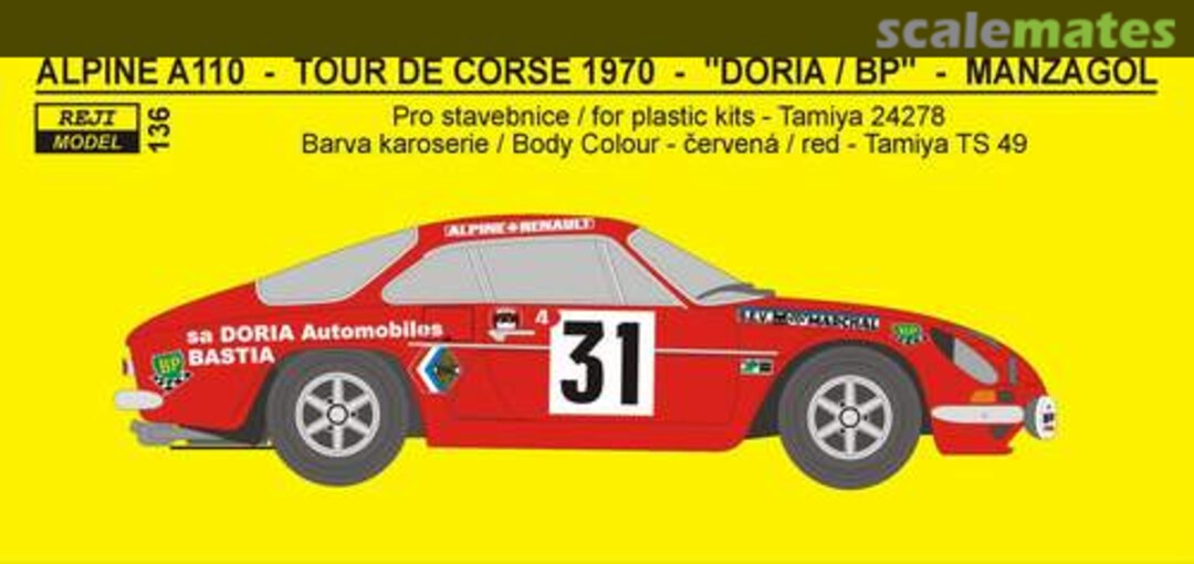 Boxart Renault Alpine A110 Doria Automoviles 136 REJI Model