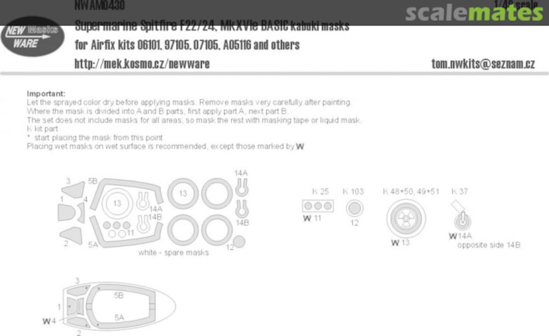 Boxart Supermarine Spitfire F22/24, MkXVIe BASIC kabuki masks NWAM0430 New Ware