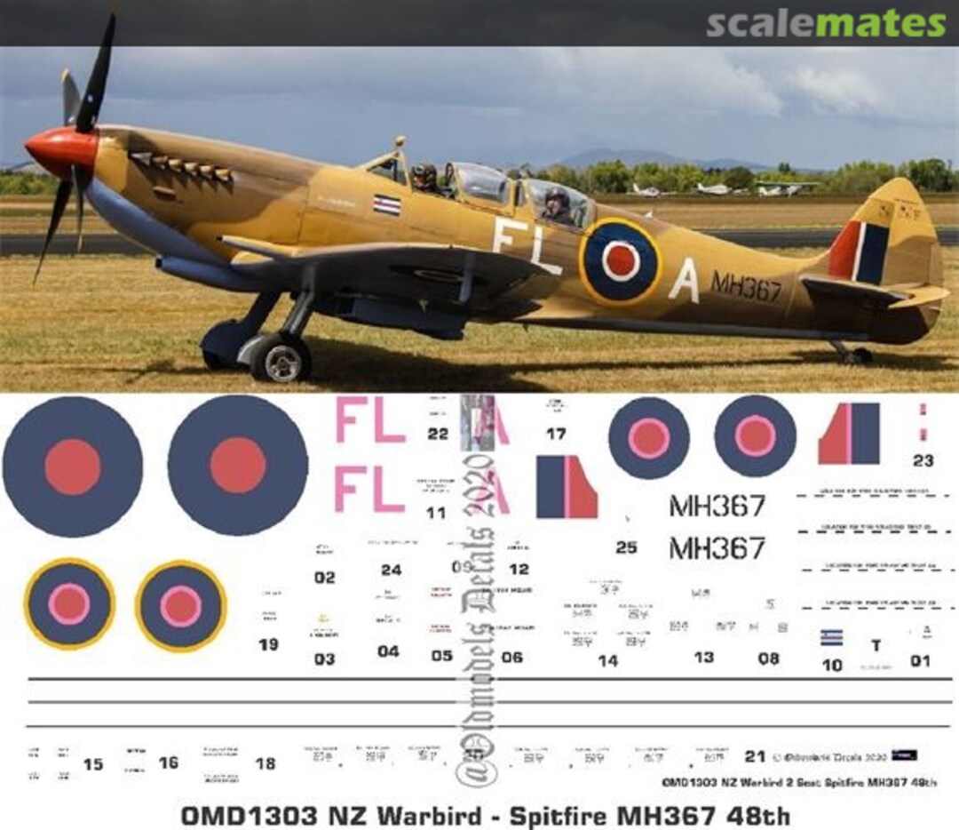 Boxart Warbird - Spitfire MH367 OMD1303 Oldmodels Decals