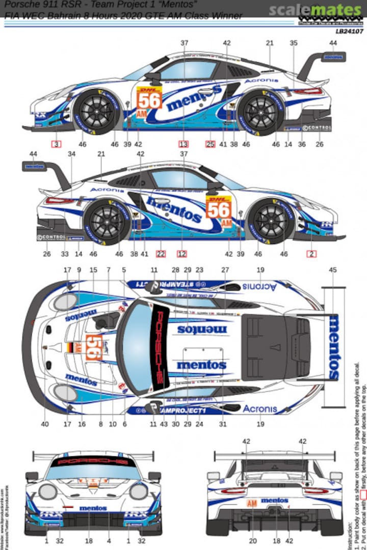 Boxart Porsche 911 RSR - Team Project 1 "Mentos" LB24107 LB Production