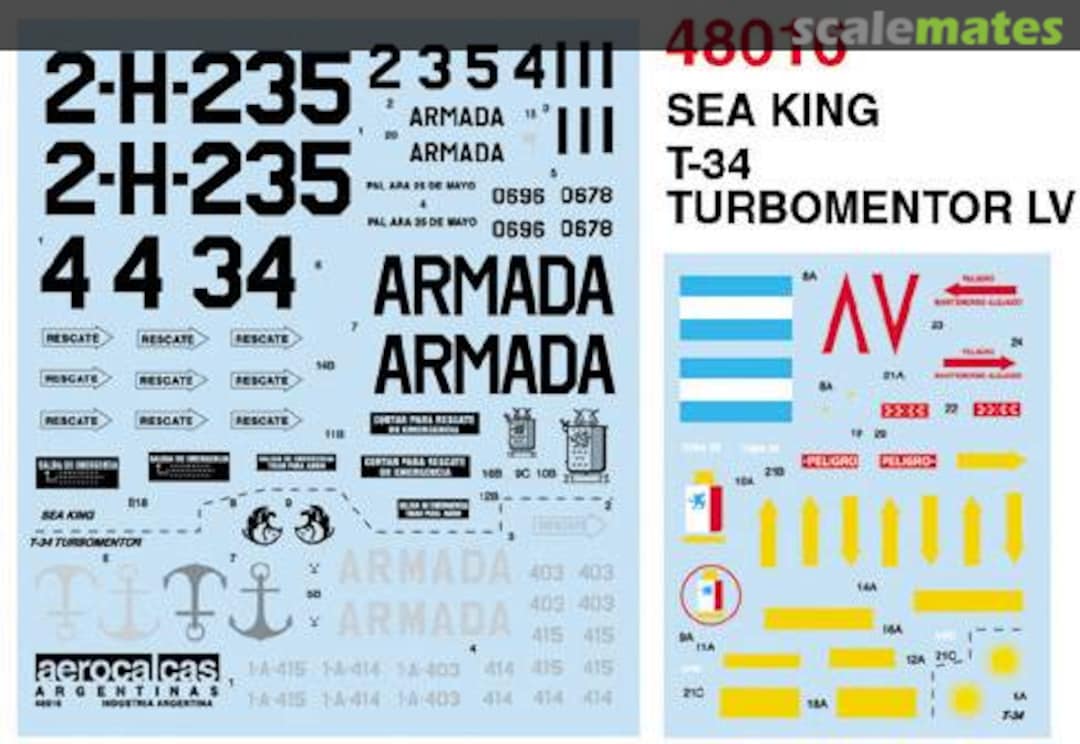 Boxart SH3 Sea King, T34C Turbo Mentor 48016 Aerocalcas Argentinas