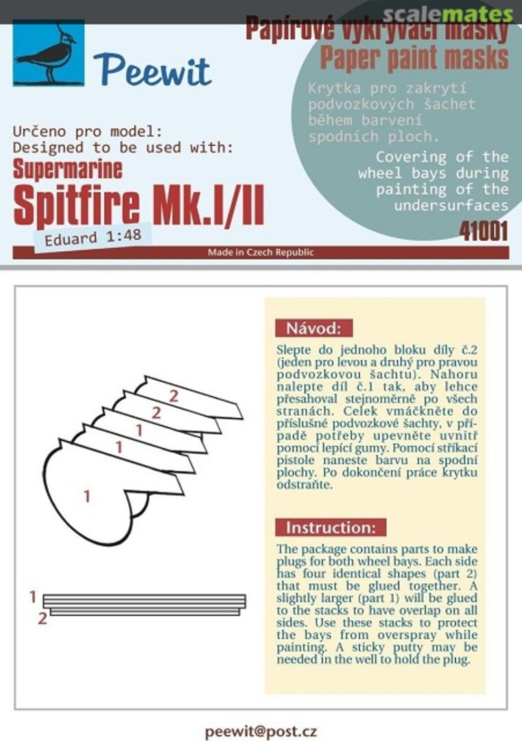 Boxart Spitfire Mk.I/II wheel bay masks 41001 Peewit