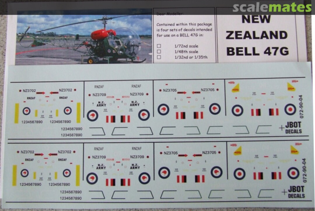 Boxart New Zealand Bell 47G 072-90-04 JBOT Decals