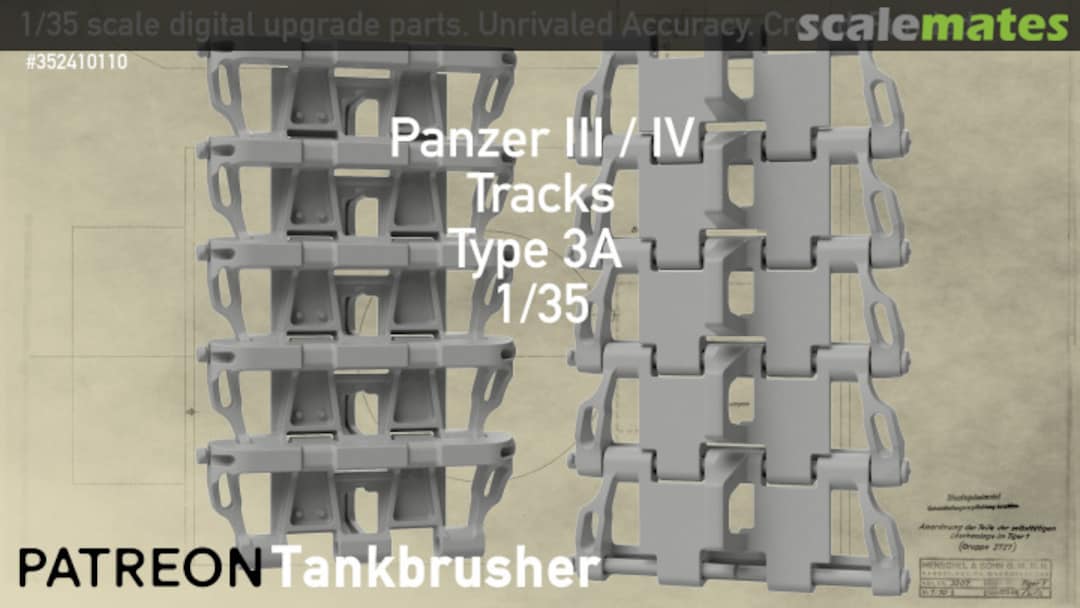 Boxart Panzer III / IV - single link workable tracks Type 3 A 352410110 Tankbrusher Scale Modeling