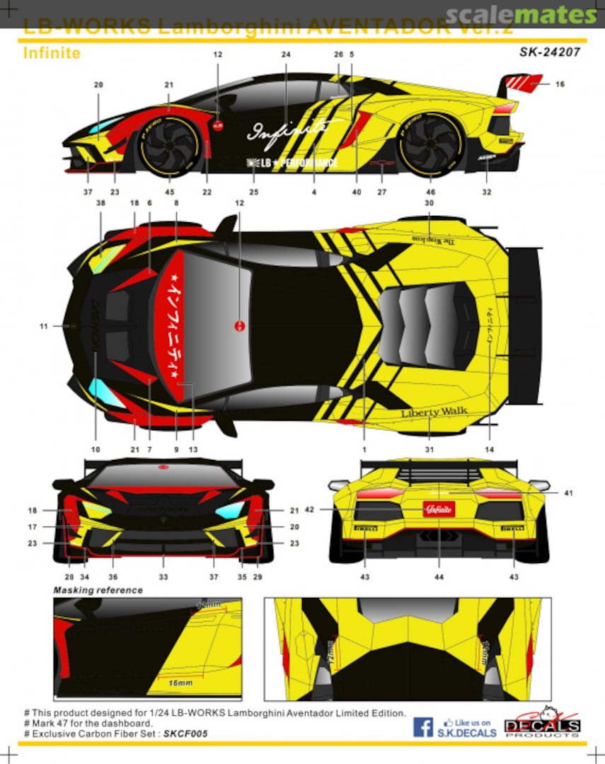 Boxart Lamborghini Aventador Liberty Walk LB Works Version 2 sponsored by Infinite SK-24207 SK Decals