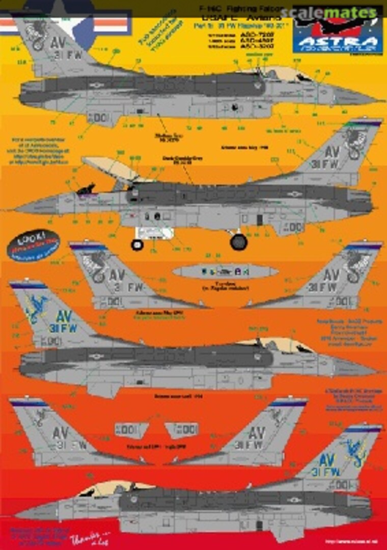 Boxart USAFE F-16C Aviano Pt1: 31 FW ASD-7207 Astra Decals