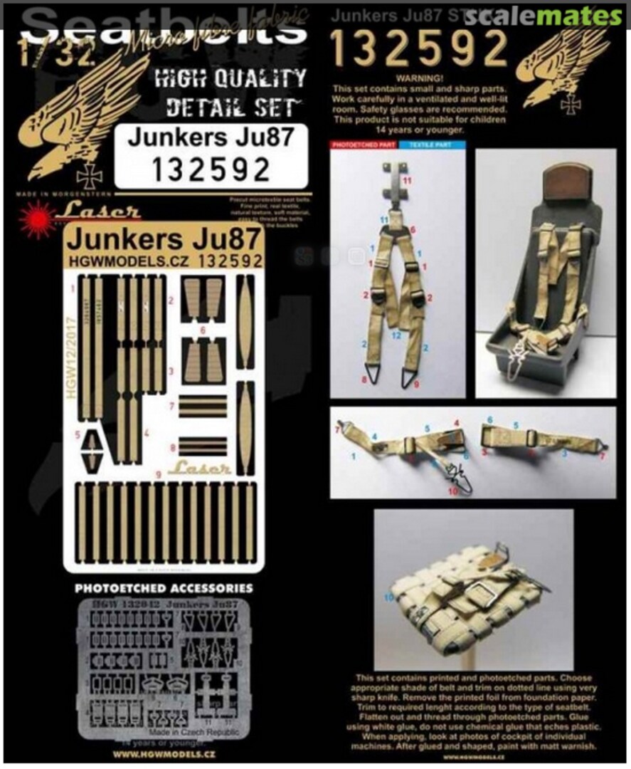 Boxart Ju87 Stuka Seat Harness 132592 HGW Models