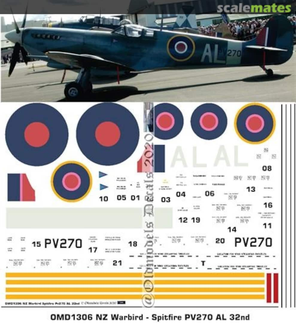 Boxart Warbird - Spitfire PV270 OMD1306 Oldmodels Decals