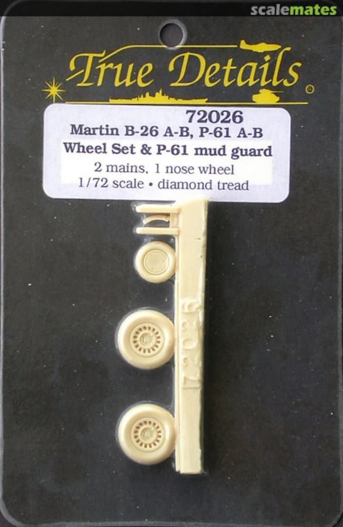 Boxart Martin B-26 A-B, P-61 A-B Wheel Set & P-61 Mud Guard 72026 True Details