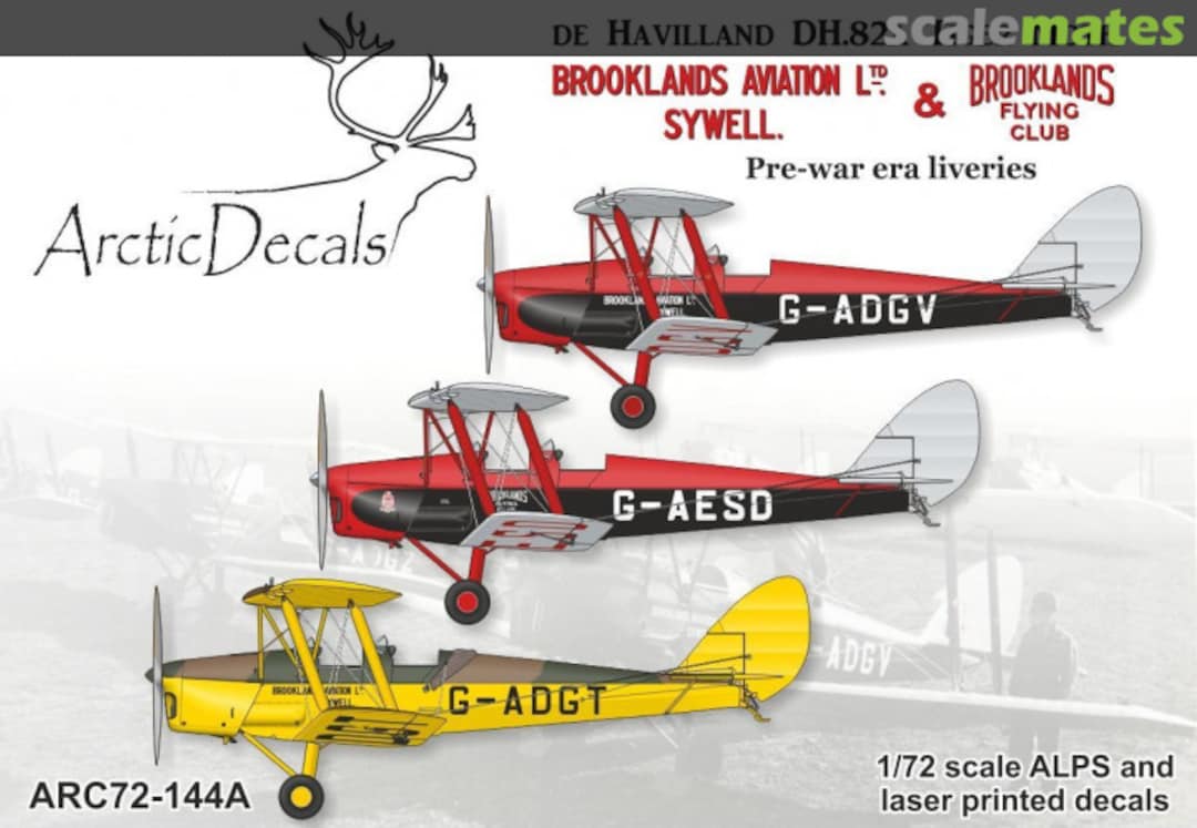 Boxart DH.82A Brooklands Aviation Ltd. Sywell & Brooklands Flying Club ARC72-144A Arctic Decals